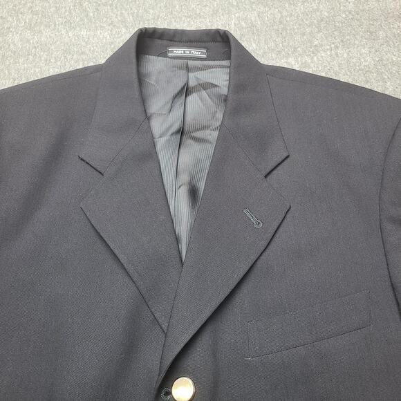 Zanetti Blazer Mens 42R Super 100s Wool Gold Buttons Made in Italy Tollegno - Picture 2 of 10